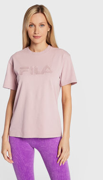 Różowy t-shirt Fila z okrągłym dekoltem