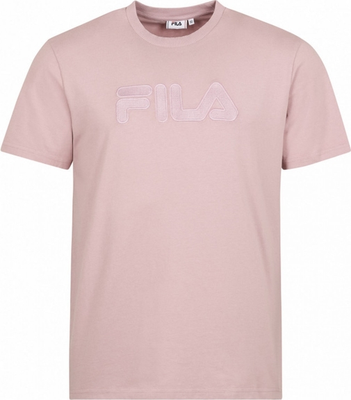 Różowy t-shirt Fila z okrągłym dekoltem z dzianiny