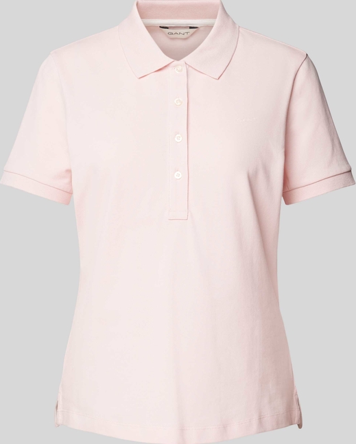 Różowy t-shirt Gant z kołnierzykiem