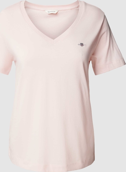 Różowy t-shirt Gant z krótkim rękawem w stylu casual