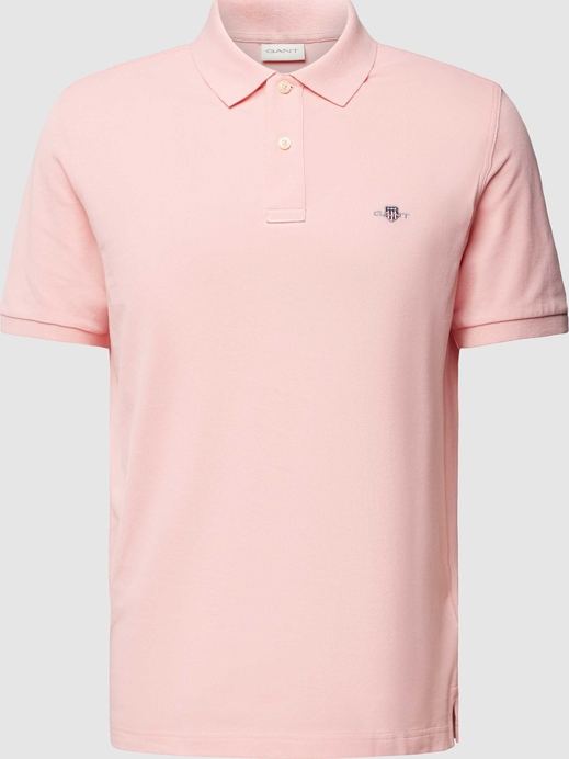 Różowy t-shirt Gant z krótkim rękawem z bawełny