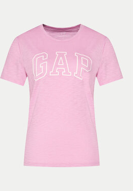 Różowy t-shirt Gap z krótkim rękawem z okrągłym dekoltem