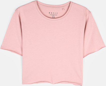 Różowy t-shirt Gate z bawełny w stylu casual