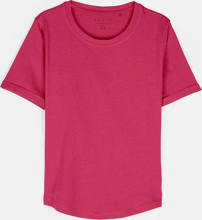 Różowy t-shirt Gate z bawełny z krótkim rękawem