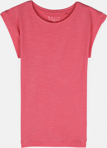 Różowy t-shirt Gate z bawełny z krótkim rękawem z okrągłym dekoltem