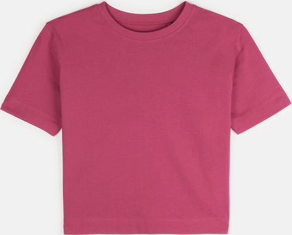 Różowy t-shirt Gate z krótkim rękawem z bawełny w stylu casual