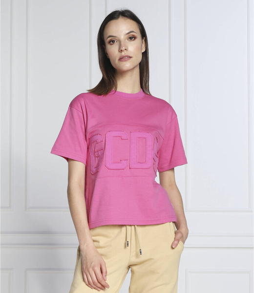 Różowy t-shirt Gcds z bawełny