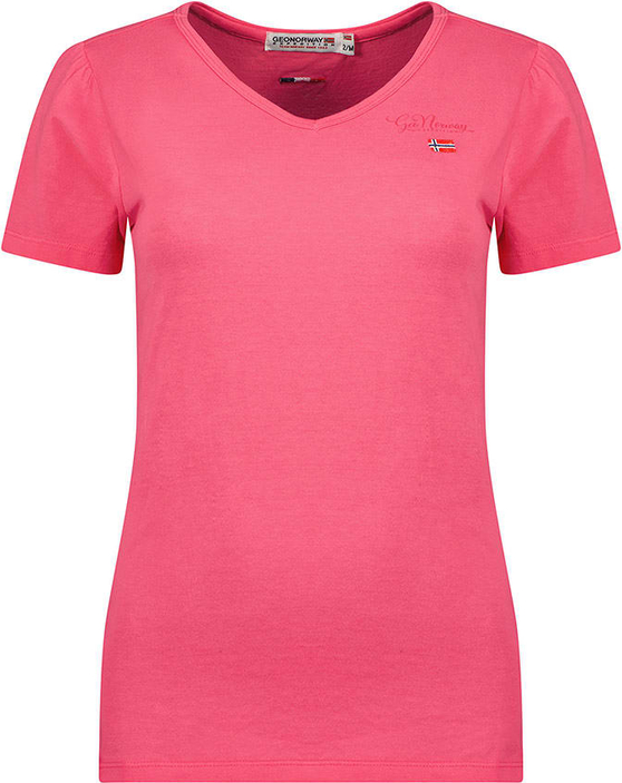Różowy t-shirt Geographical Norway z bawełny z krótkim rękawem