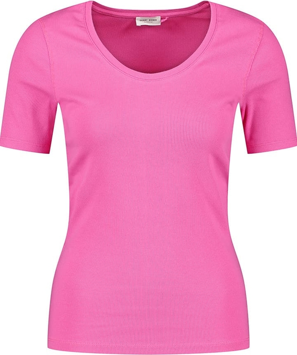 Różowy t-shirt Gerry Weber z krótkim rękawem w stylu casual