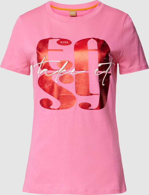 Różowy t-shirt Hugo Boss z bawełny