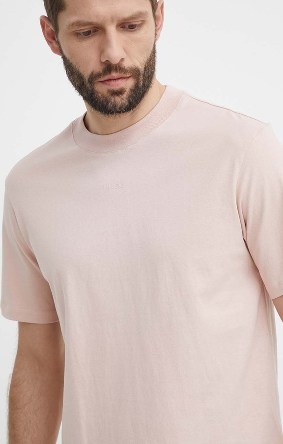 Różowy t-shirt Hugo Boss z krótkim rękawem