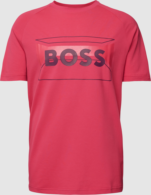 Różowy t-shirt Hugo Boss z nadrukiem z bawełny