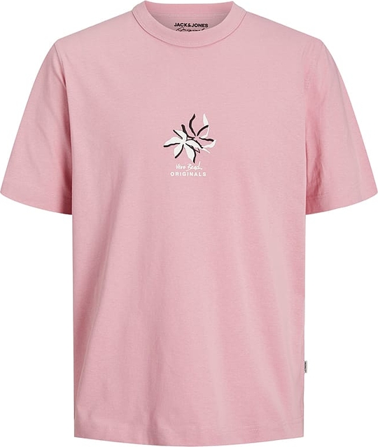 Różowy t-shirt Jack & Jones z bawełny