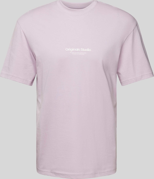 Różowy t-shirt Jack & Jones z bawełny w stylu casual z krótkim rękawem