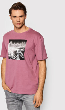 Różowy t-shirt Jack & Jones z nadrukiem