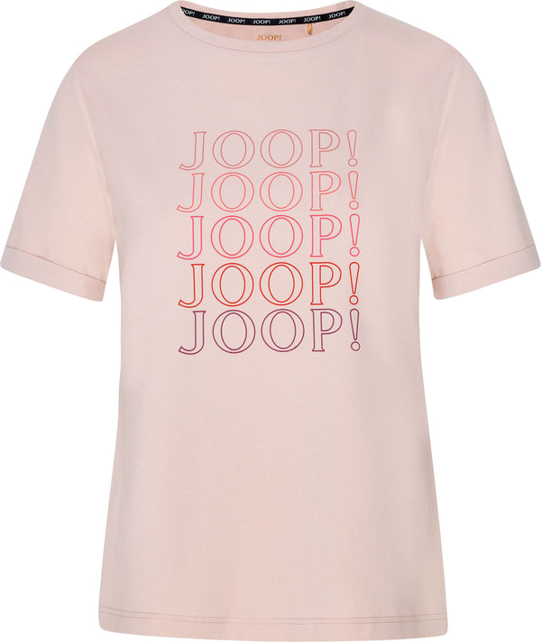 Różowy t-shirt Joop! w młodzieżowym stylu z okrągłym dekoltem