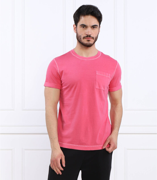 Różowy t-shirt Joop! z bawełny z krótkim rękawem