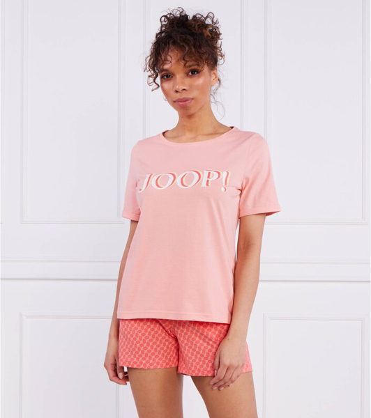 Różowy t-shirt Joop! z krótkim rękawem z bawełny w młodzieżowym stylu