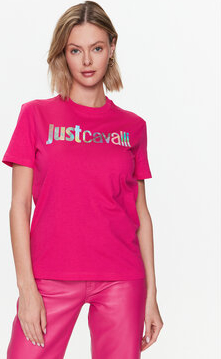 Różowy t-shirt Just Cavalli z krótkim rękawem