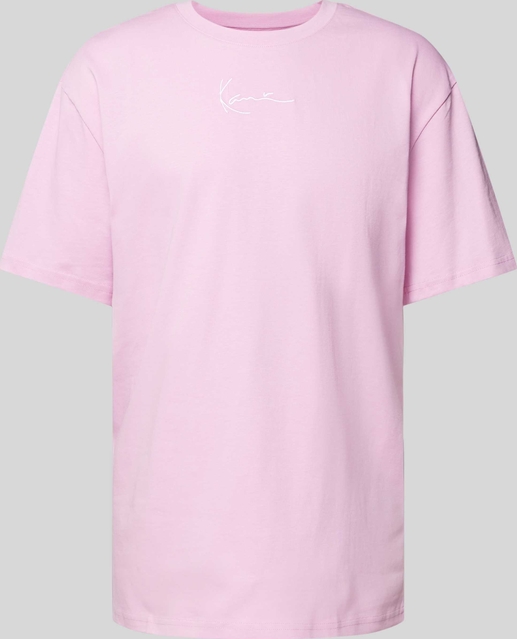 Różowy t-shirt Karl Kani z nadrukiem w stylu casual z krótkim rękawem