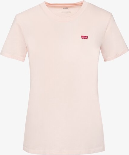 Różowy t-shirt Levis w stylu casual z okrągłym dekoltem