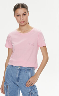 Różowy t-shirt Liu-Jo w stylu casual