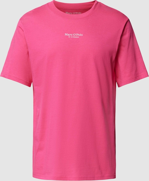 Różowy t-shirt Marc O'Polo z nadrukiem z bawełny