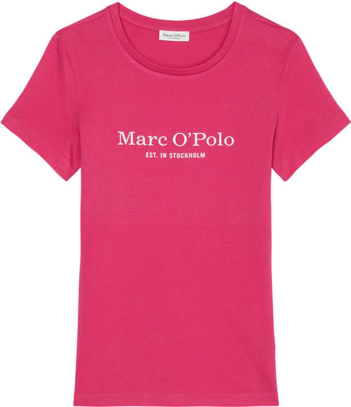 Różowy t-shirt Marc O'Polo z okrągłym dekoltem