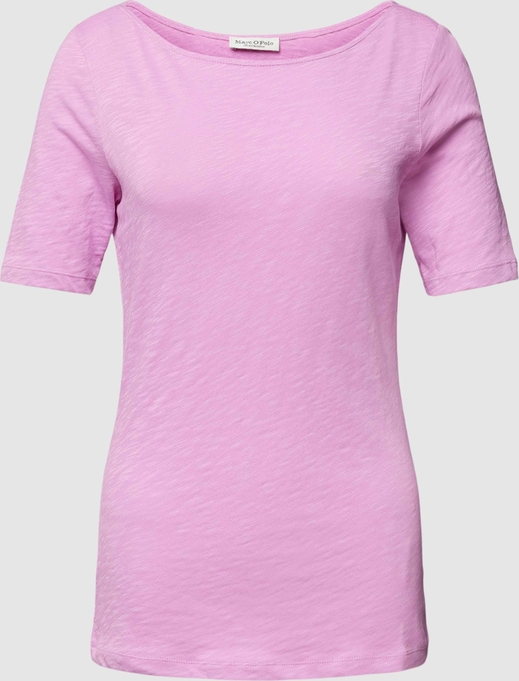 Różowy t-shirt Marc O'Polo z okrągłym dekoltem z bawełny
