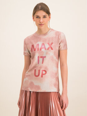 Różowy t-shirt Max & Co. z okrągłym dekoltem