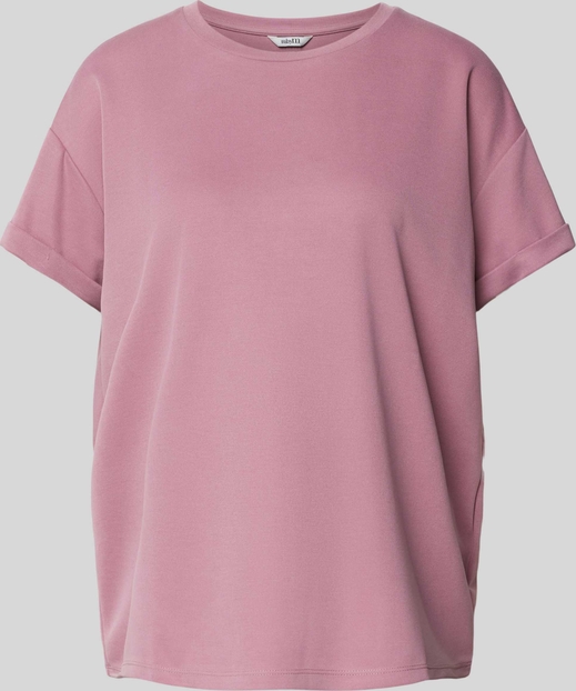 Różowy t-shirt mbyM w stylu casual z okrągłym dekoltem z krótkim rękawem