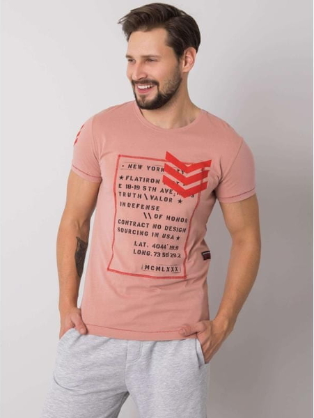 Różowy t-shirt Mechanich w młodzieżowym stylu