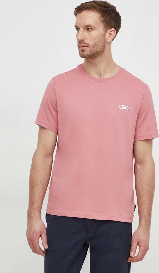 Różowy t-shirt Michael Kors z krótkim rękawem z bawełny w stylu casual
