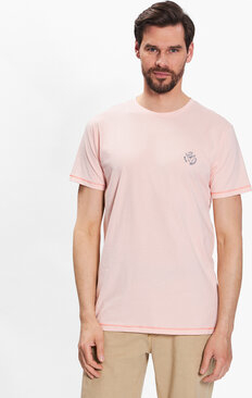 Różowy t-shirt MODIVO w stylu casual