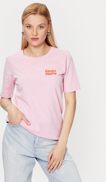 Różowy t-shirt MODIVO w stylu casual z okrągłym dekoltem