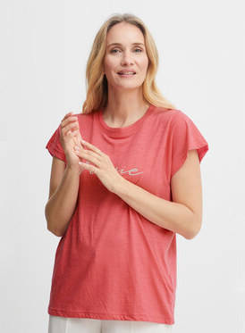 Różowy t-shirt MODIVO z krótkim rękawem w stylu casual z okrągłym dekoltem