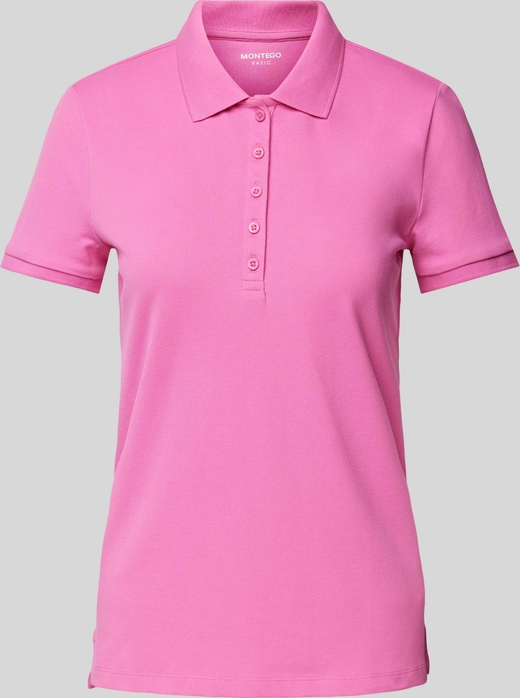 Różowy t-shirt Montego z krótkim rękawem w stylu casual