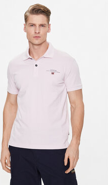 Różowy t-shirt Napapijri w sportowym stylu z krótkim rękawem