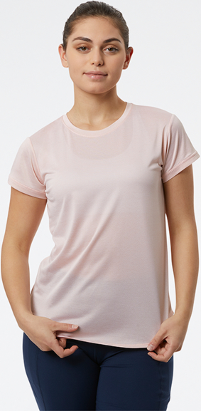 Różowy t-shirt New Balance w sportowym stylu z okrągłym dekoltem