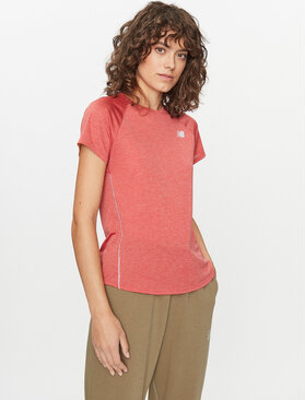 Różowy t-shirt New Balance z krótkim rękawem w sportowym stylu