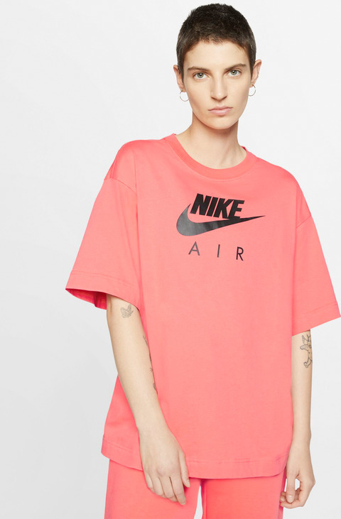 Różowy t-shirt Nike z bawełny z krótkim rękawem