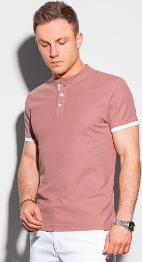 Różowy t-shirt Ombre z krótkim rękawem w stylu casual z bawełny
