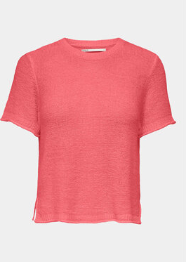 Różowy t-shirt Only z krótkim rękawem w stylu casual