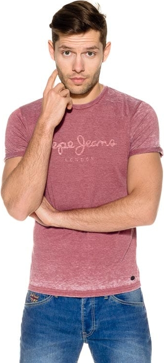 Różowy t-shirt Pepe Jeans z krótkim rękawem