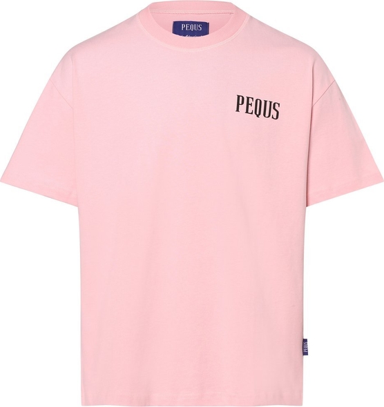 Różowy t-shirt Pequs w stylu casual z krótkim rękawem z nadrukiem
