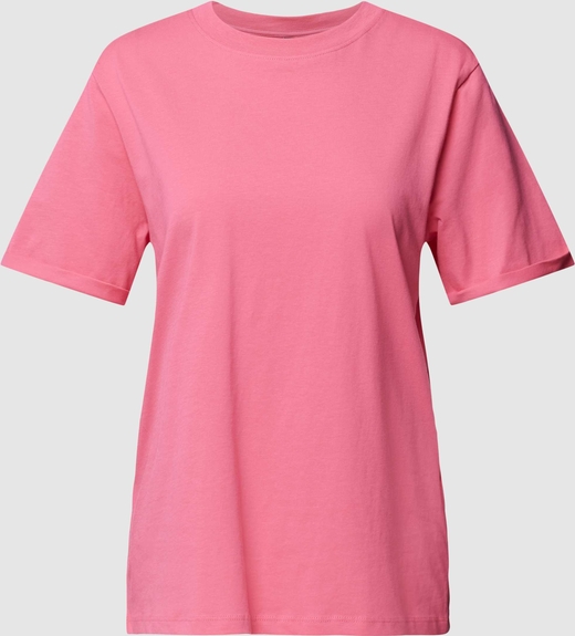 Różowy t-shirt Pieces z bawełny