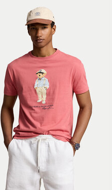 Różowy t-shirt POLO RALPH LAUREN w młodzieżowym stylu