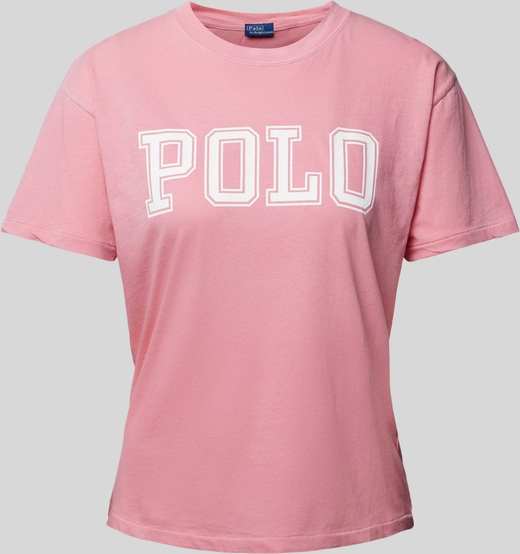 Różowy t-shirt POLO RALPH LAUREN w młodzieżowym stylu z bawełny z krótkim rękawem