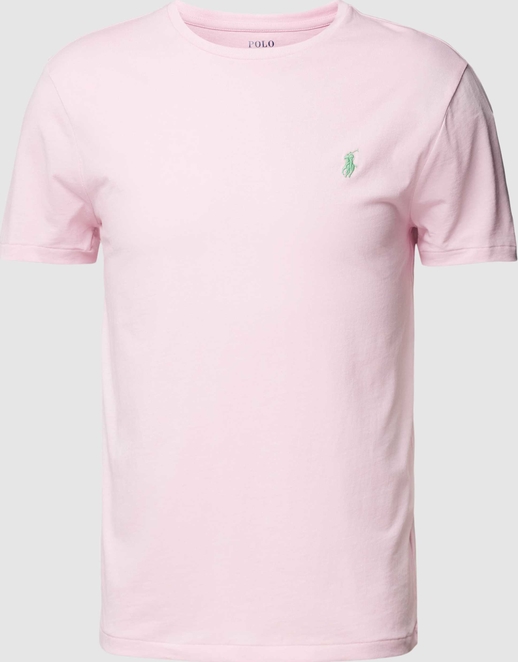 Różowy t-shirt POLO RALPH LAUREN w stylu casual z krótkim rękawem