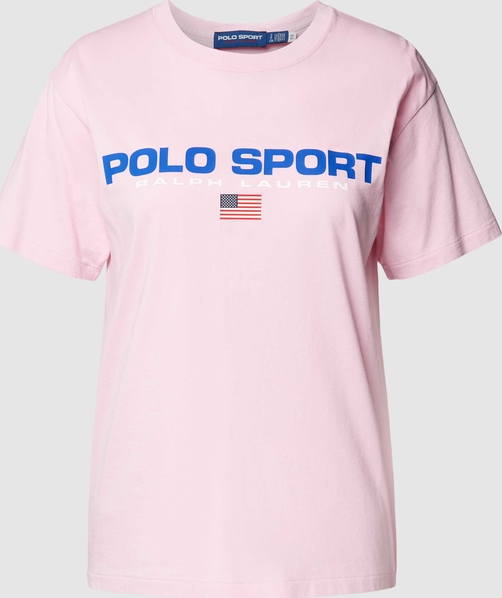 Różowy t-shirt Polo Sport z bawełny